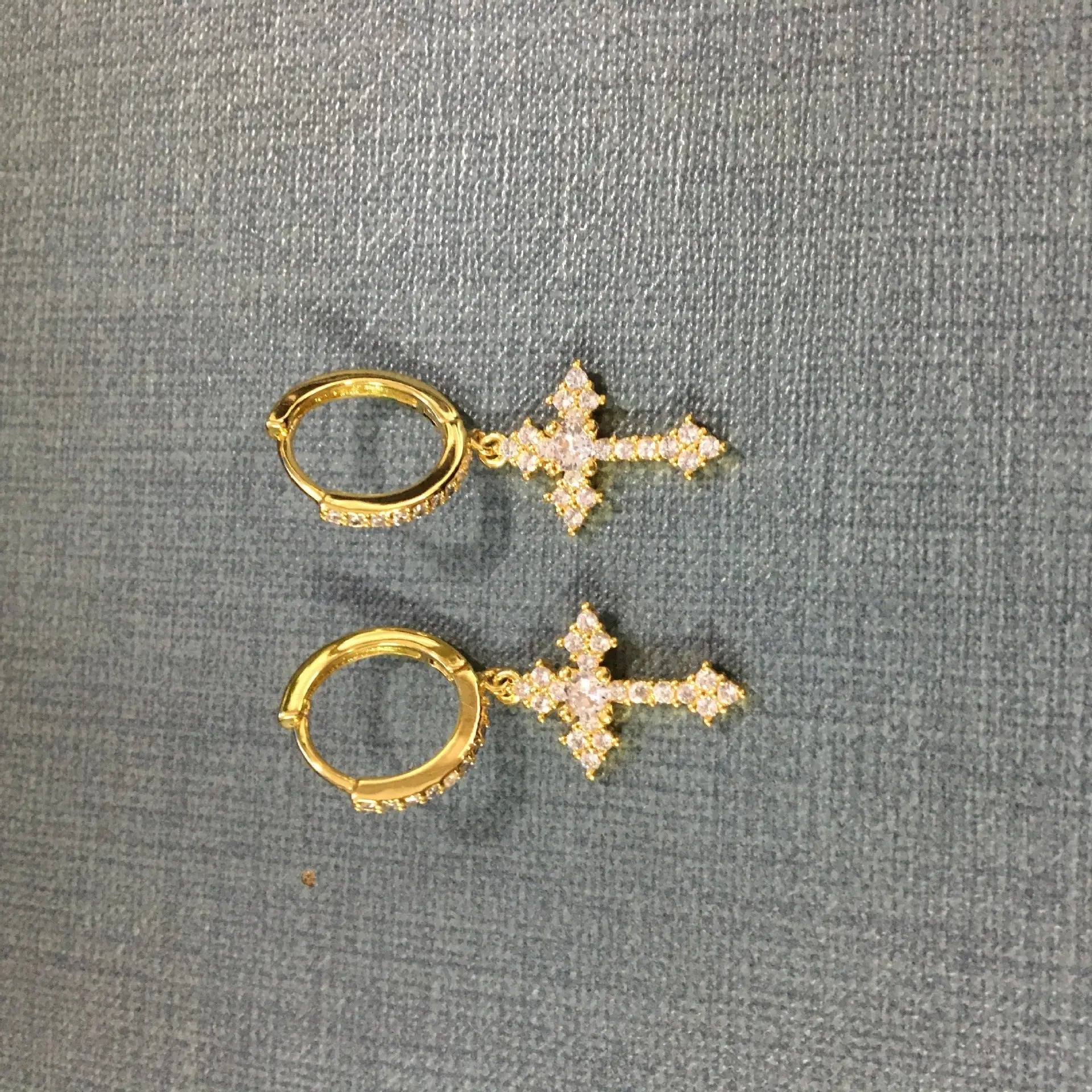Hip-hop cubic zirconia cross earrings - Blade & Thread