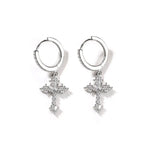 Hip-hop cubic zirconia cross earrings nowadaysfashion