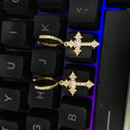 Hip-hop cubic zirconia cross earrings nowadaysfashion
