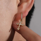 Hip-hop cubic zirconia cross earrings nowadaysfashion