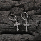 Hip-hop cubic zirconia cross earrings nowadaysfashion