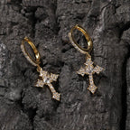 Hip-hop cubic zirconia cross earrings nowadaysfashion