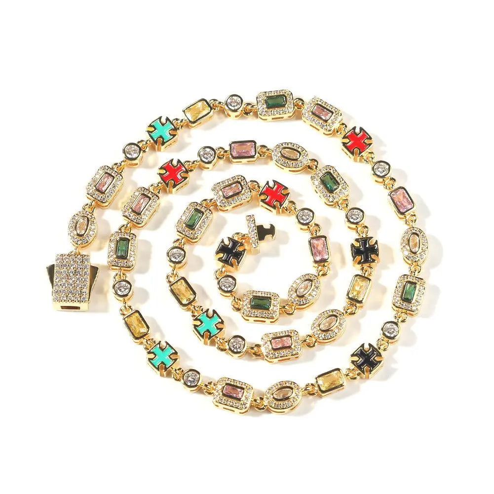 Hip-Hop Diamond-Encrusted 6mm Colored Gemstone Bracelet nowadaysfashion