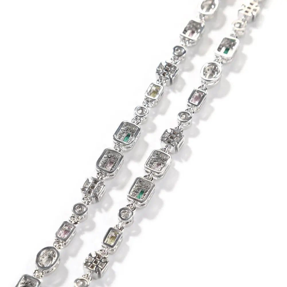Hip-Hop Diamond-Encrusted 6mm Colored Gemstone Bracelet - Blade & Thread