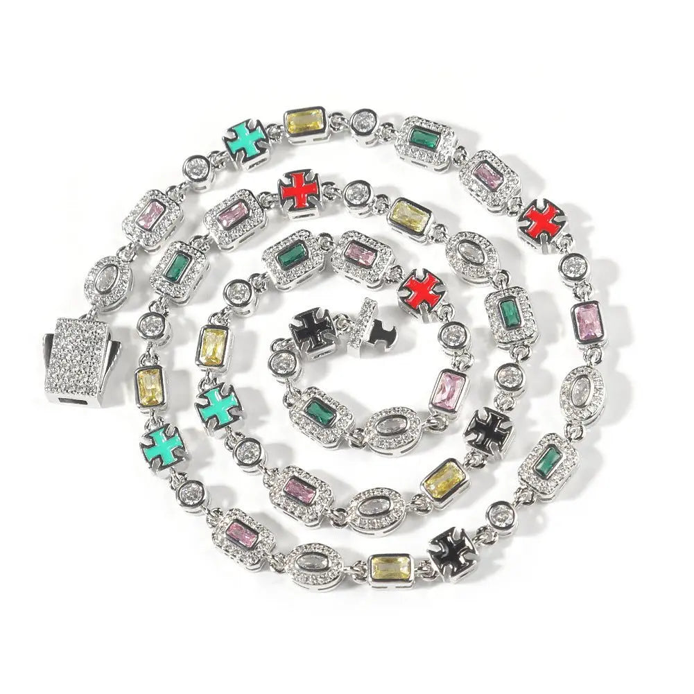 Hip-Hop Diamond-Encrusted 6mm Colored Gemstone Bracelet - Blade & Thread