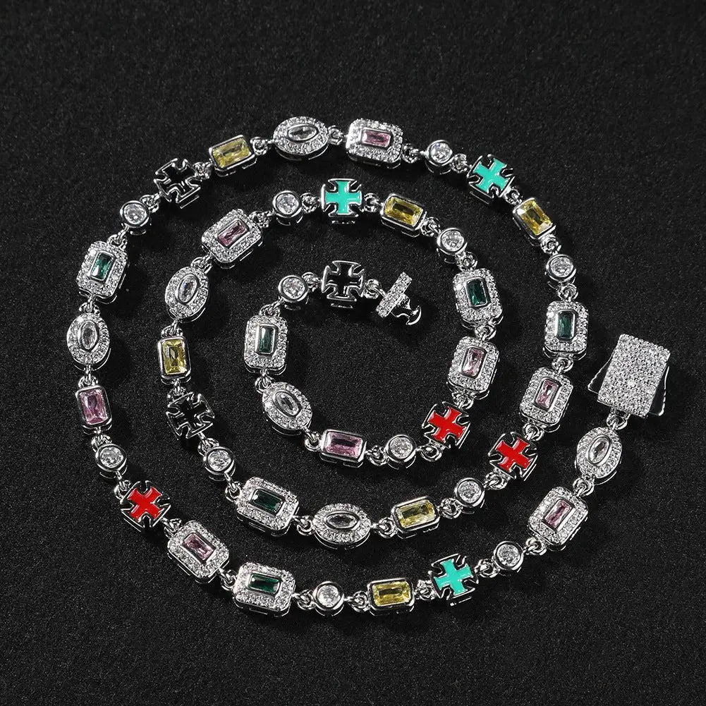 Hip-Hop Diamond-Encrusted 6mm Colored Gemstone Bracelet - Blade & Thread