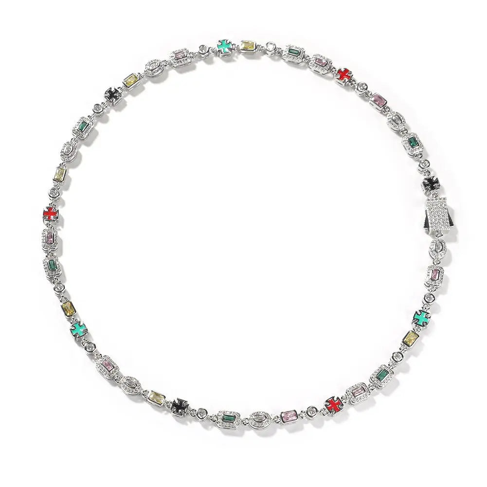 Hip-Hop Diamond-Encrusted 6mm Colored Gemstone Bracelet - Blade & Thread