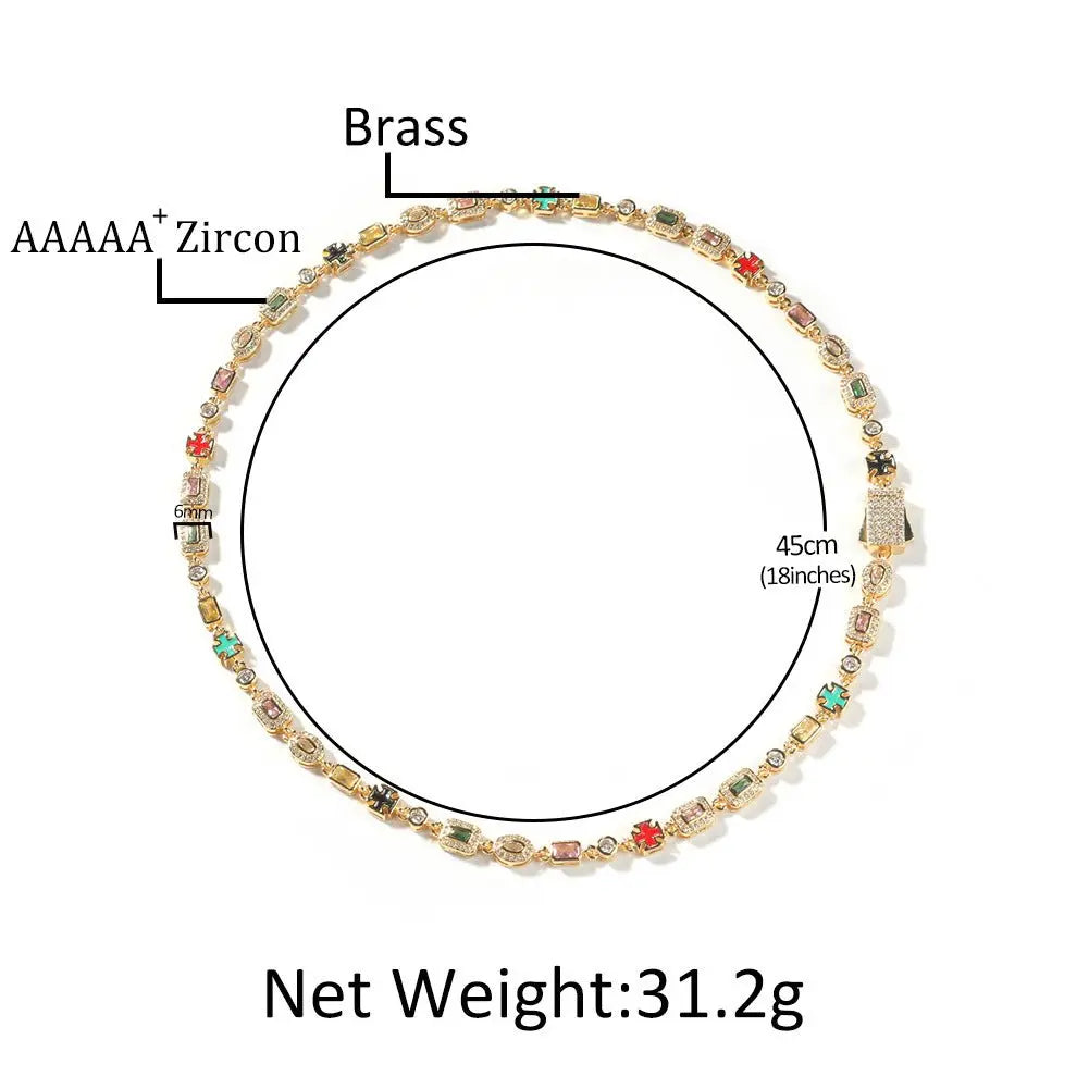 Hip-Hop Diamond-Encrusted 6mm Colored Gemstone Bracelet - Blade & Thread