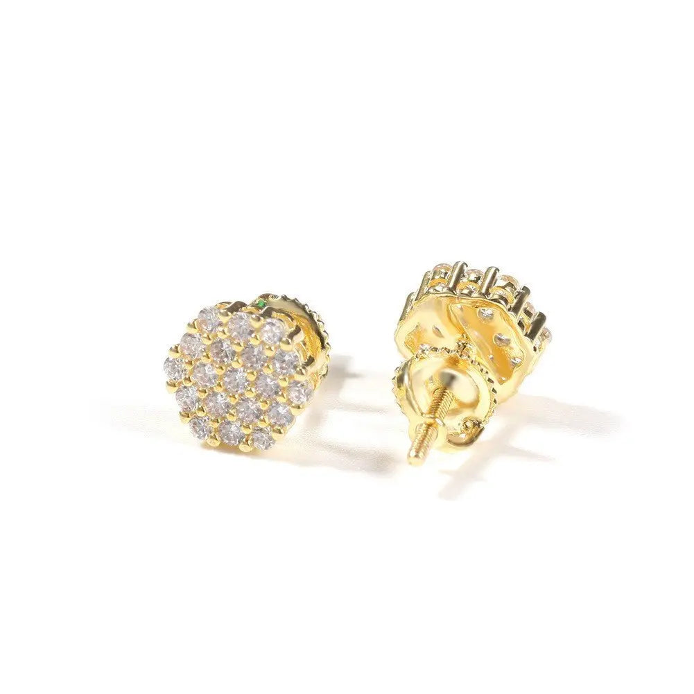 Hip Hop diamond-encrusted 925 silver stud earrings nowadaysfashion