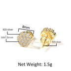 Hip Hop diamond-encrusted 925 silver stud earrings nowadaysfashion