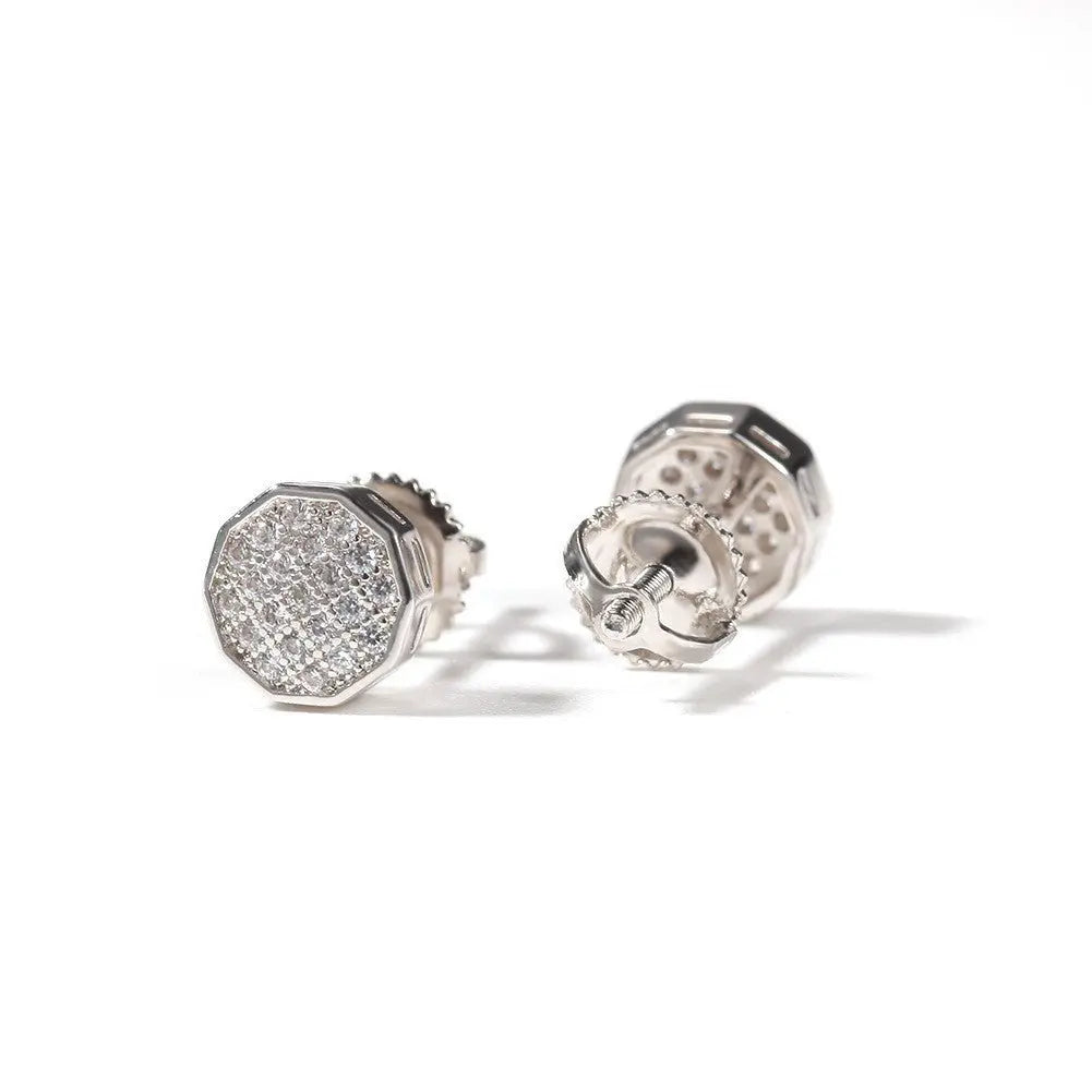 Hip Hop diamond-encrusted 925 silver stud earrings - Blade & Thread