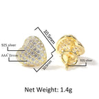 Hip Hop diamond-encrusted 925 silver stud earrings nowadaysfashion