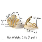 Hip Hop diamond-encrusted 925 silver stud earrings nowadaysfashion