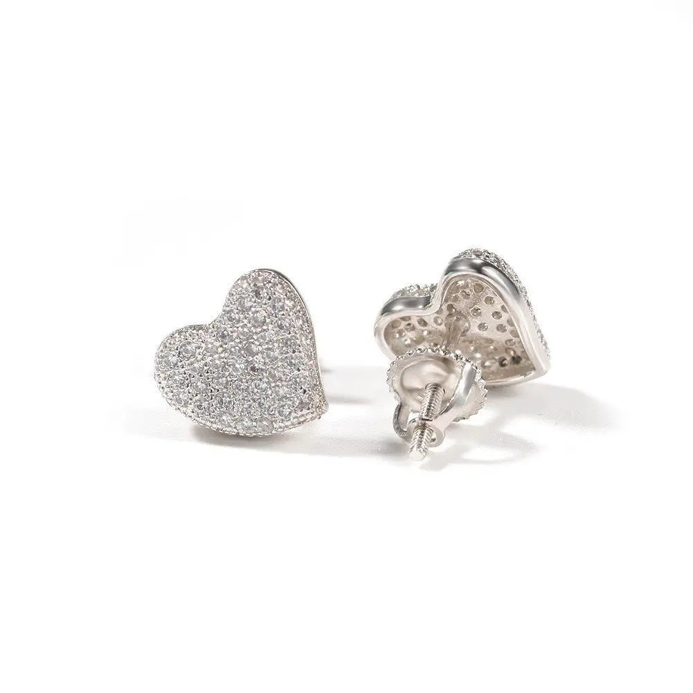 Hip Hop diamond-encrusted 925 silver stud earrings nowadaysfashion