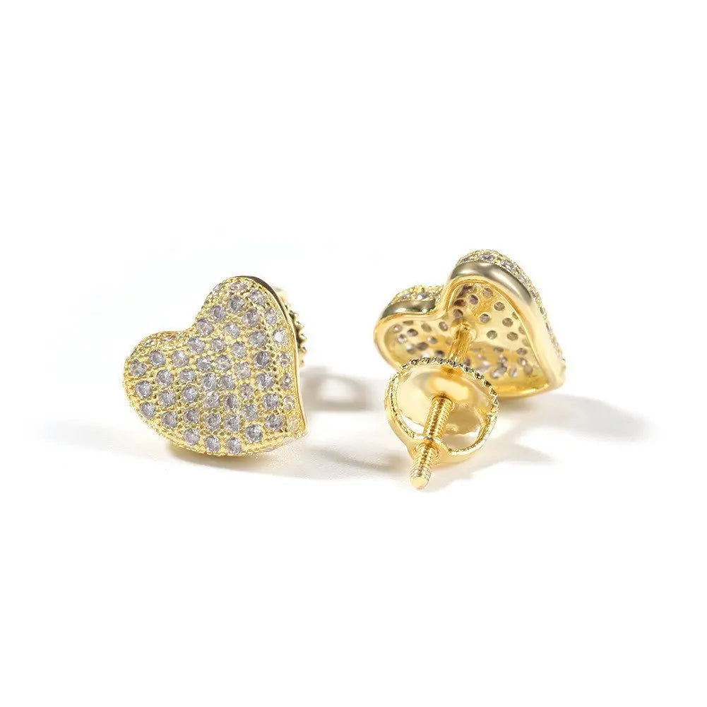 Hip Hop diamond-encrusted 925 silver stud earrings - Blade & Thread