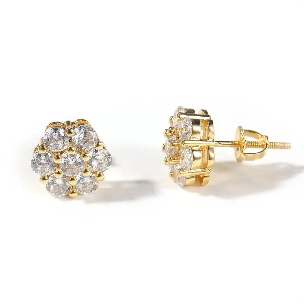 Hip Hop diamond-encrusted 925 silver stud earrings - Blade & Thread