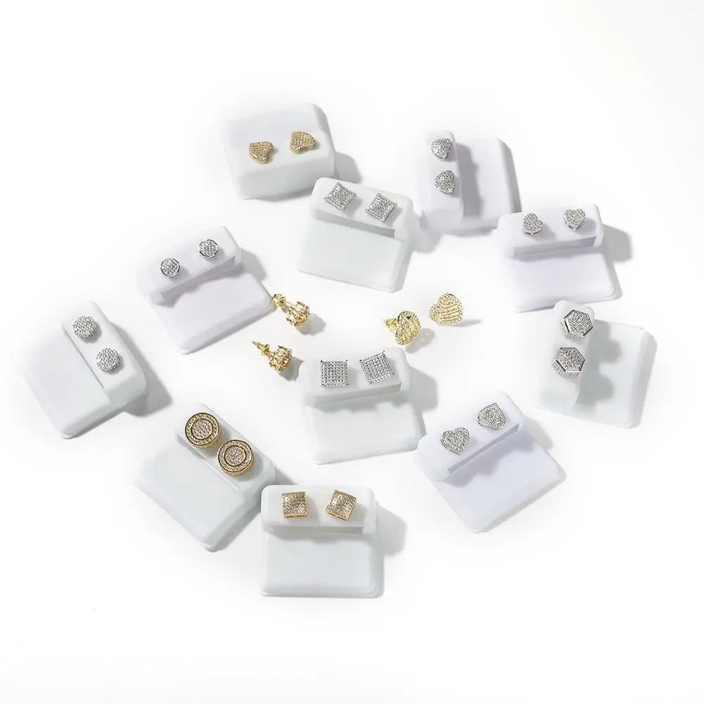 Hip Hop diamond-encrusted 925 silver stud earrings - Blade & Thread