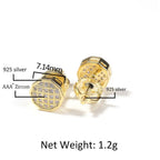 Hip Hop diamond-encrusted 925 silver stud earrings nowadaysfashion