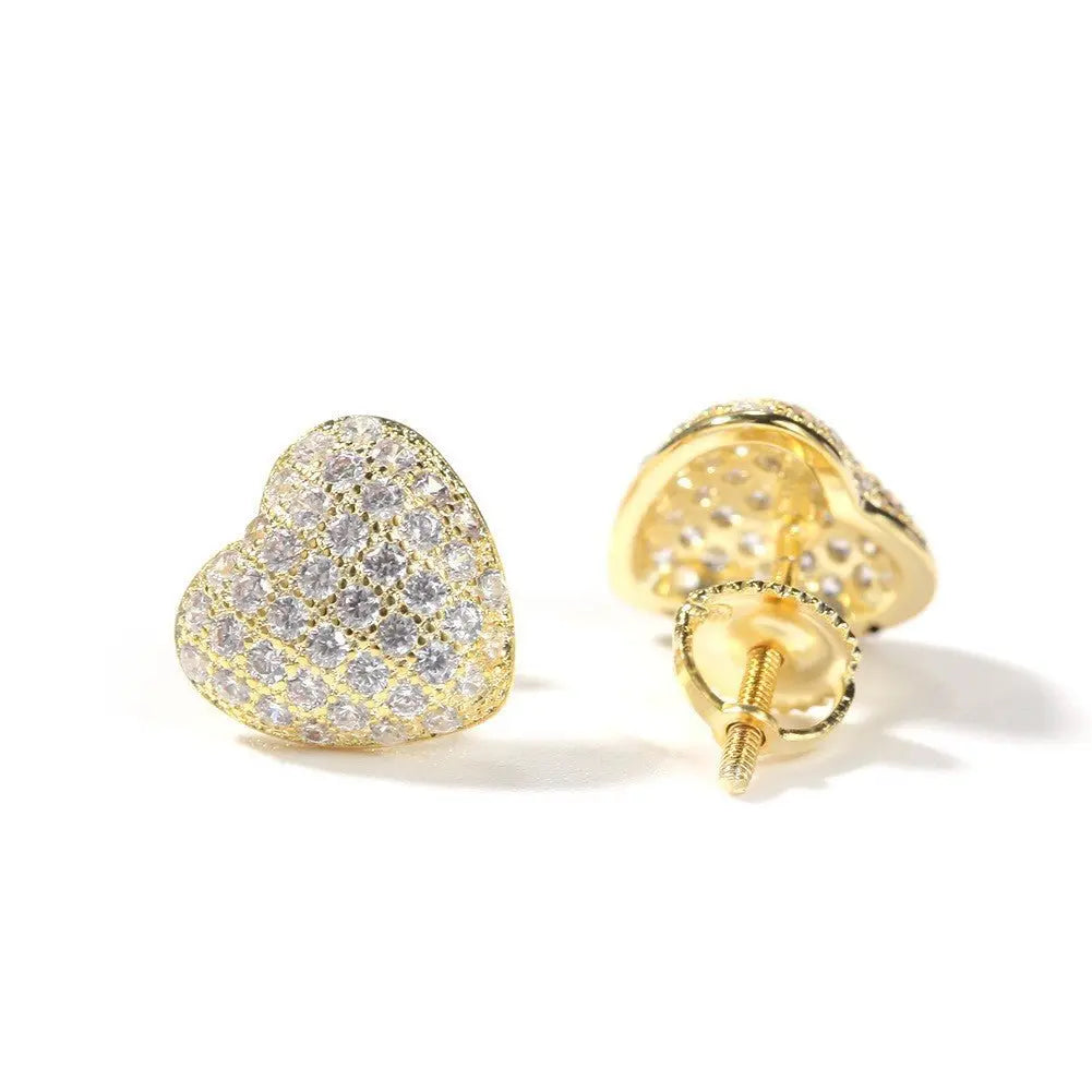 Hip Hop diamond-encrusted 925 silver stud earrings - Blade & Thread