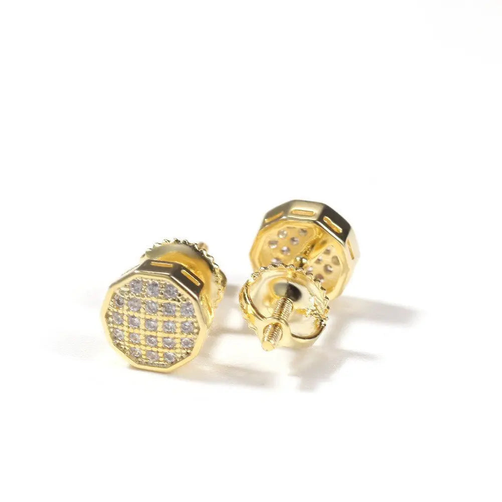 Hip Hop diamond-encrusted 925 silver stud earrings - Blade & Thread