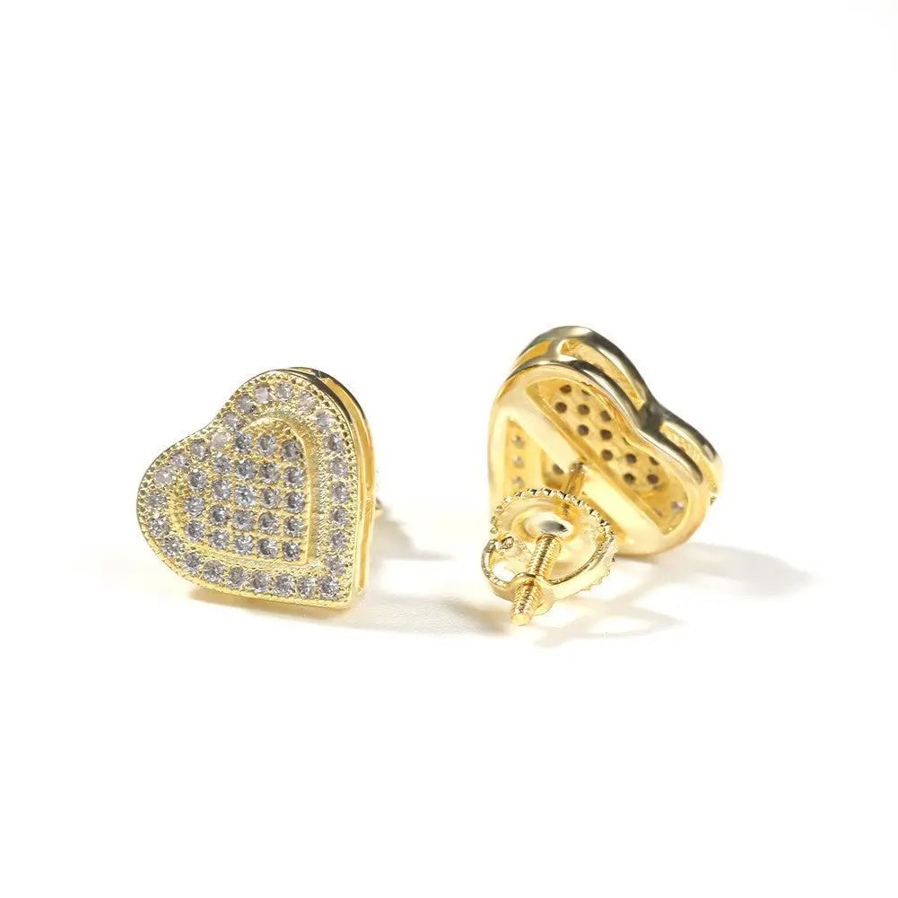 Hip Hop diamond-encrusted 925 silver stud earrings - Blade & Thread