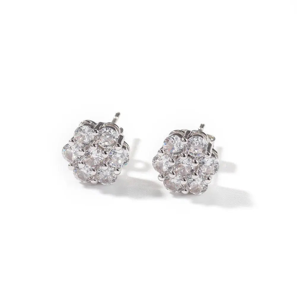 Hip Hop diamond-encrusted 925 silver stud earrings - Blade & Thread