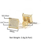 Hip Hop diamond-encrusted 925 silver stud earrings nowadaysfashion
