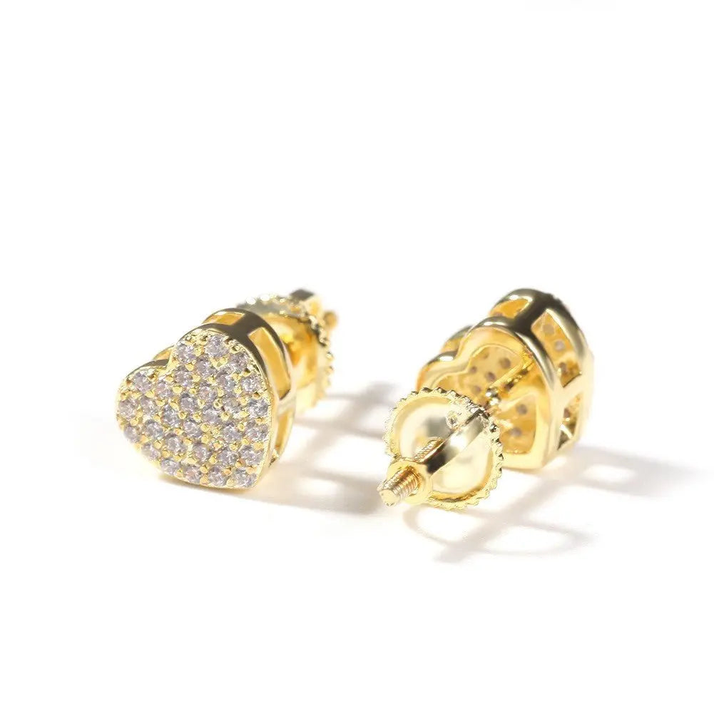 Hip Hop diamond-encrusted 925 silver stud earrings - Blade & Thread