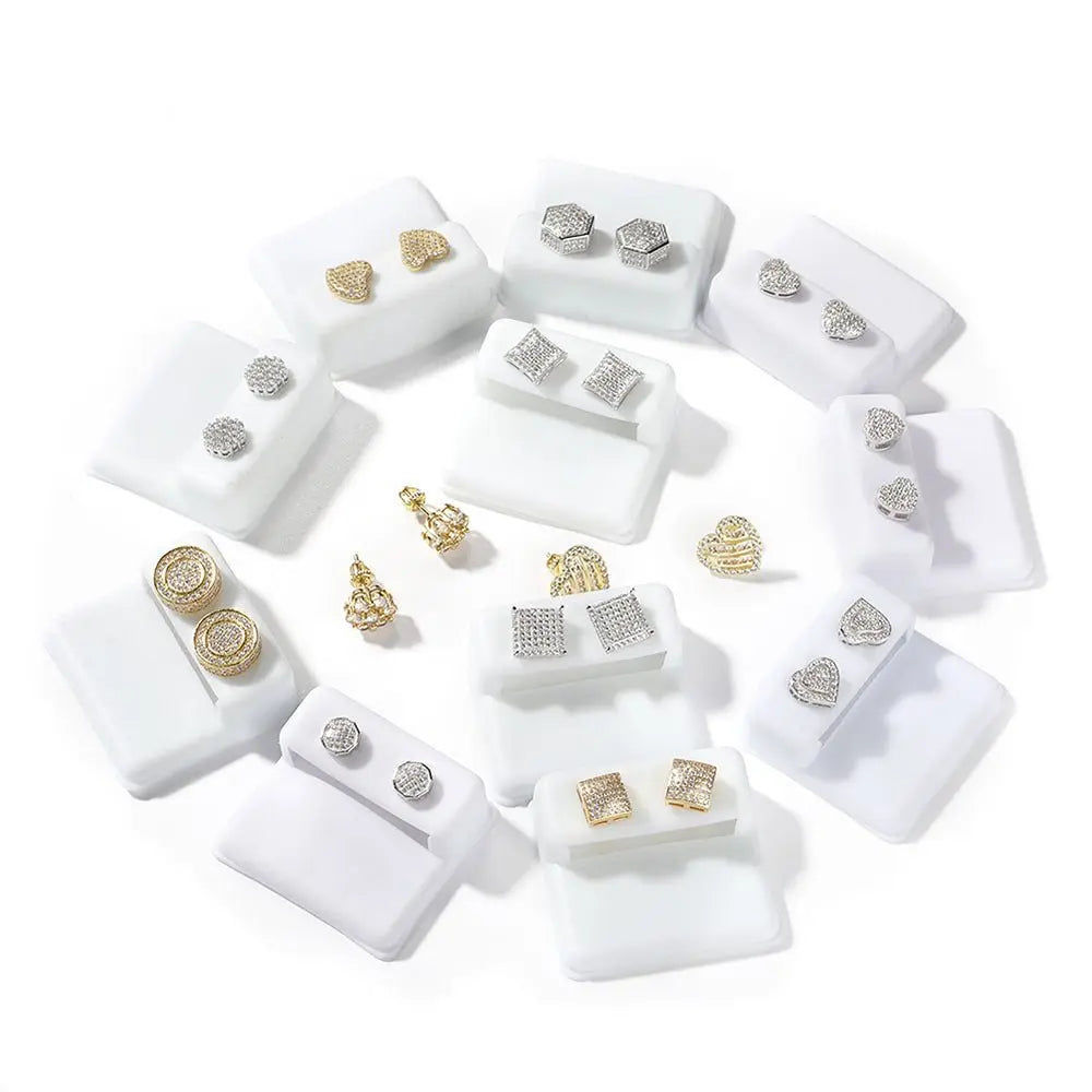 Hip Hop diamond-encrusted 925 silver stud earrings - Blade & Thread