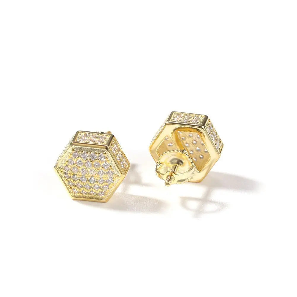 Hip Hop diamond-encrusted 925 silver stud earrings - Blade & Thread