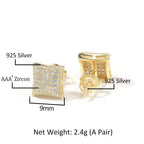 Hip Hop diamond-encrusted 925 silver stud earrings nowadaysfashion