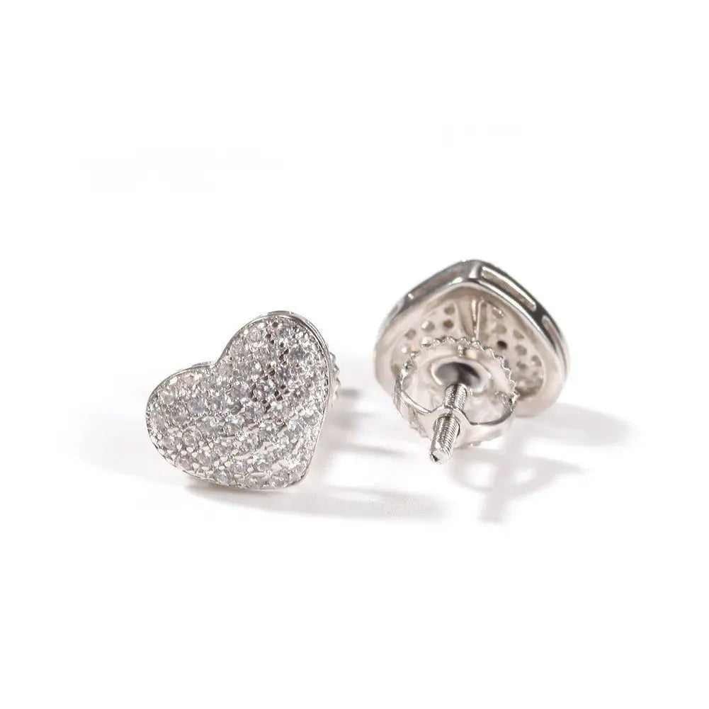 Hip Hop diamond-encrusted 925 silver stud earrings - Blade & Thread