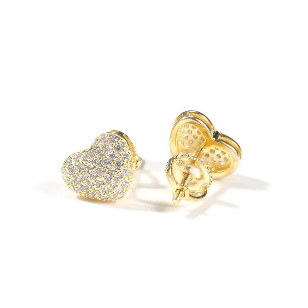 Hip Hop diamond-encrusted 925 silver stud earrings nowadaysfashion