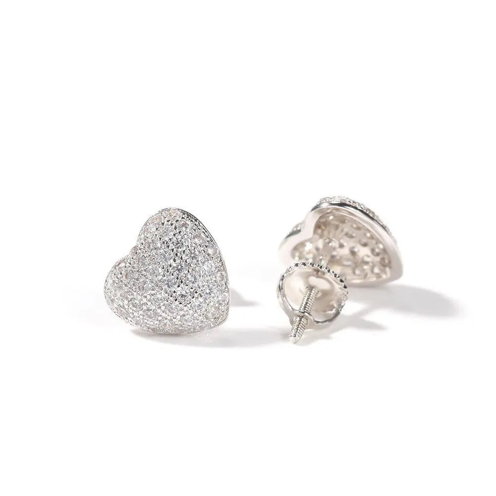 Hip Hop diamond-encrusted 925 silver stud earrings - Blade & Thread