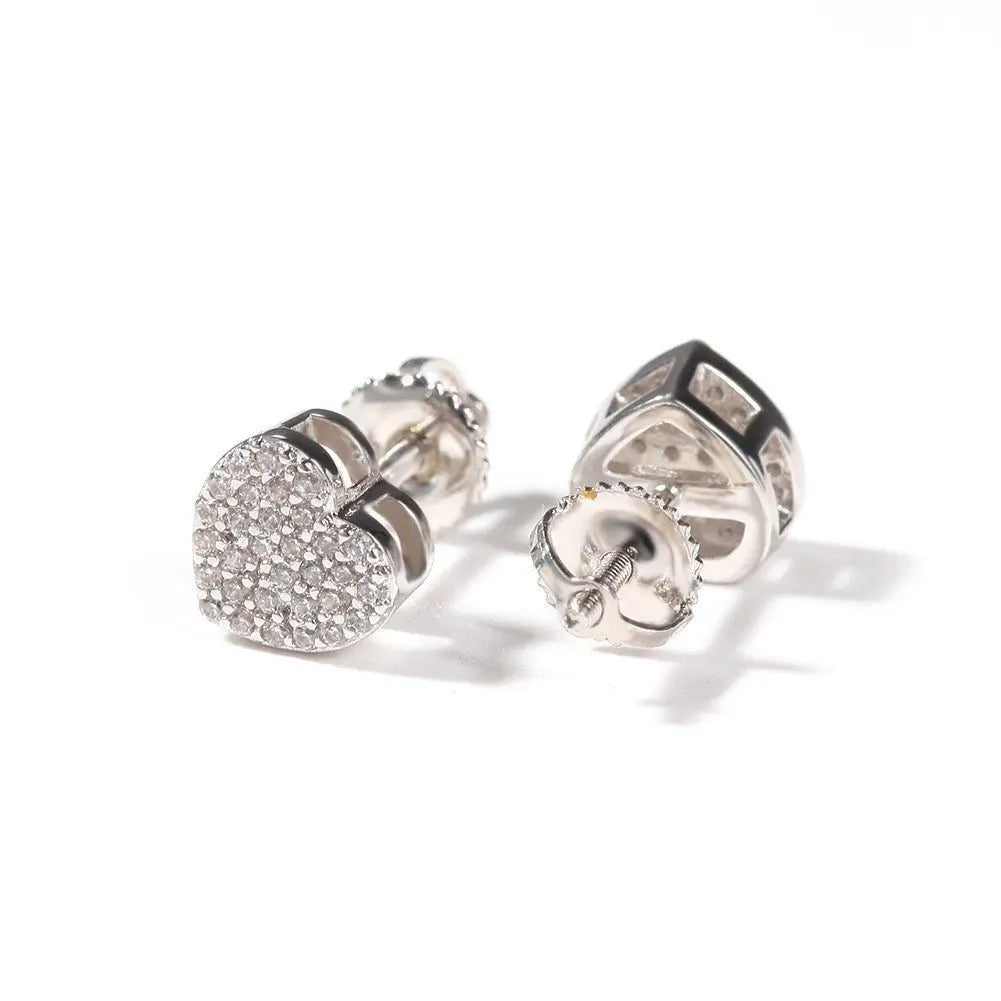 Hip Hop diamond-encrusted 925 silver stud earrings - Blade & Thread