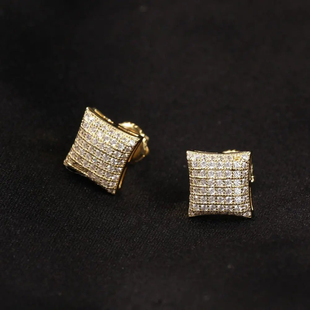 Hip Hop diamond-encrusted 925 silver stud earrings - Blade & Thread