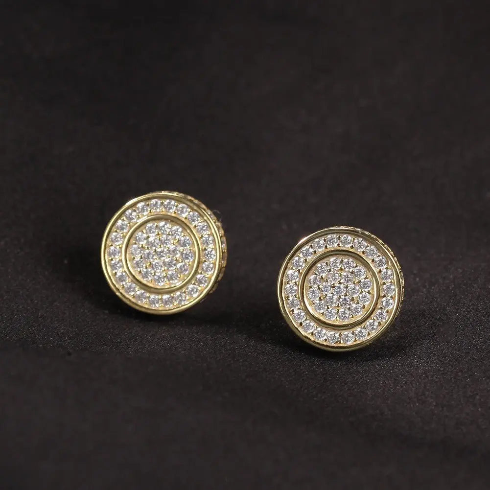 Hip Hop diamond-encrusted 925 silver stud earrings nowadaysfashion