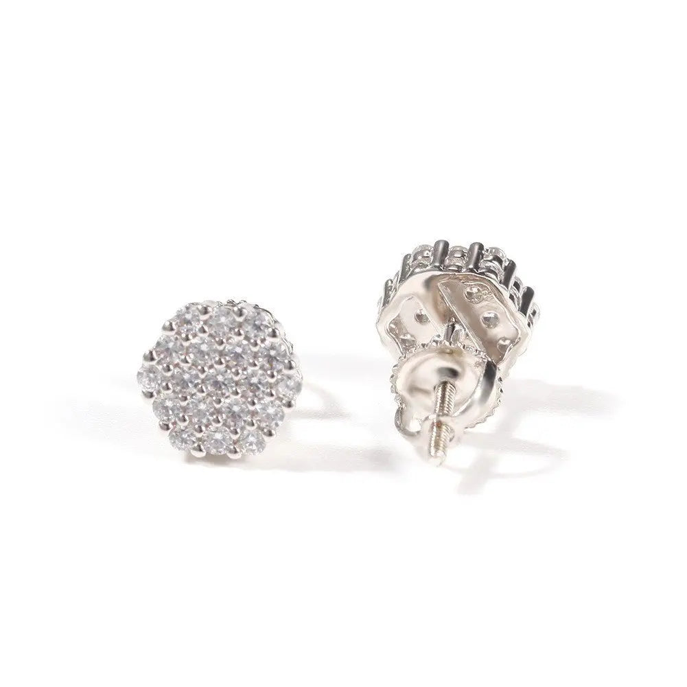 Hip Hop diamond-encrusted 925 silver stud earrings nowadaysfashion