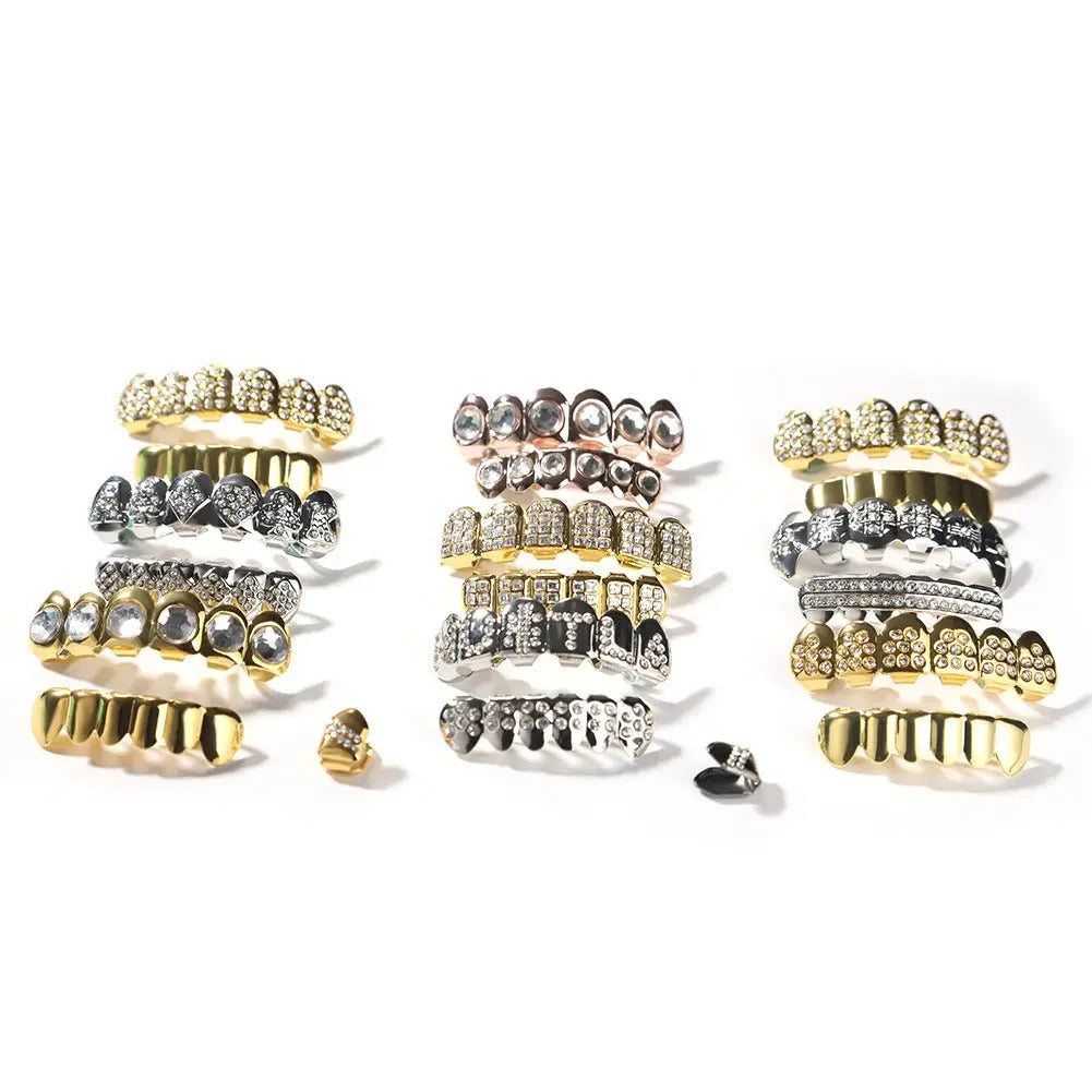 Hip-hop diamond-encrusted and gold-plated teeth grillz - Blade & Thread