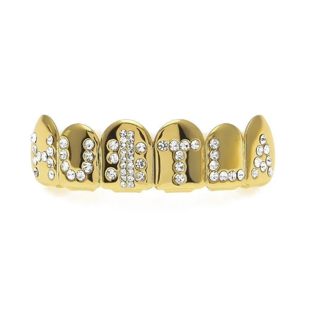 Hip-hop diamond-encrusted and gold-plated teeth grillz - Blade & Thread
