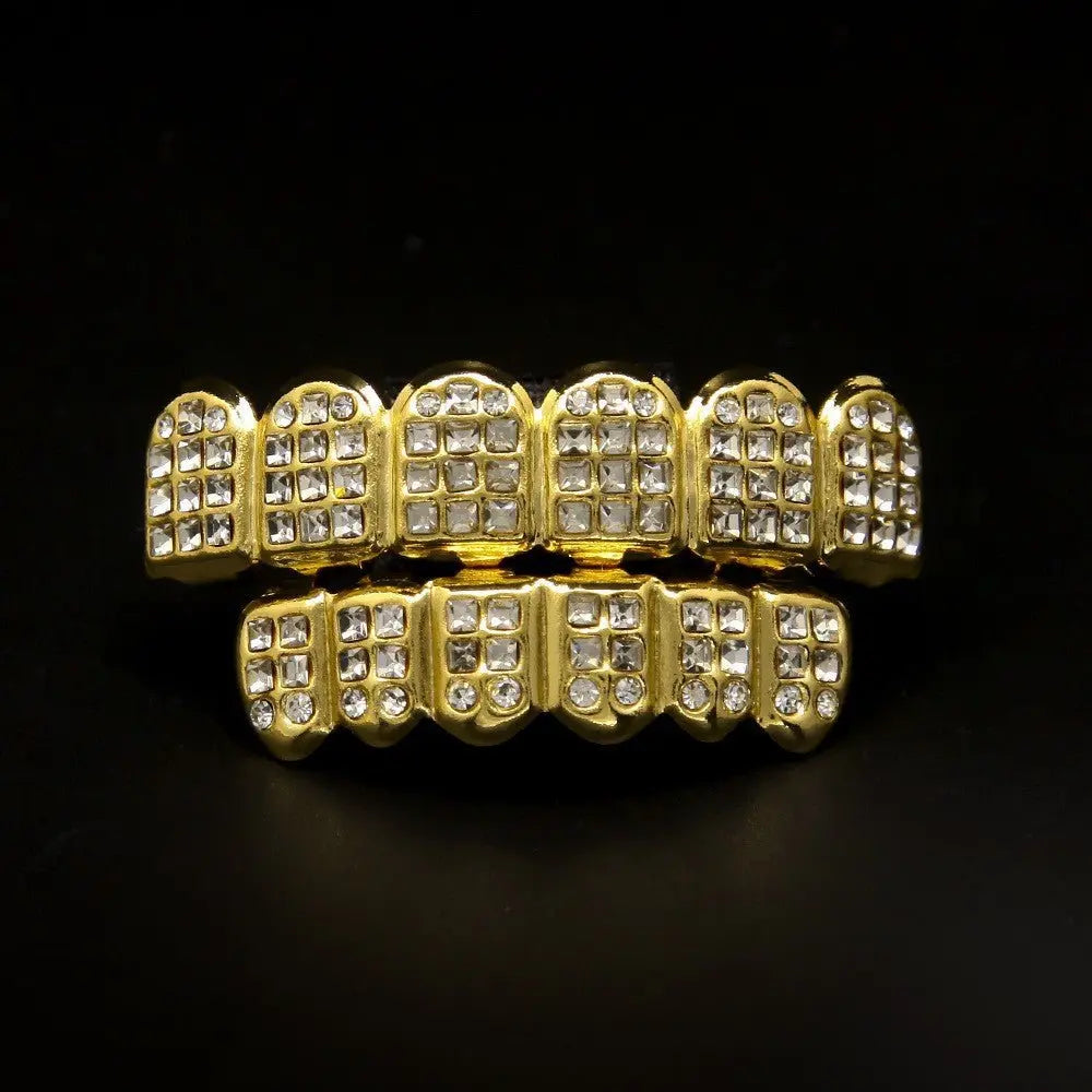 Hip-hop diamond-encrusted and gold-plated teeth grillz - Blade & Thread
