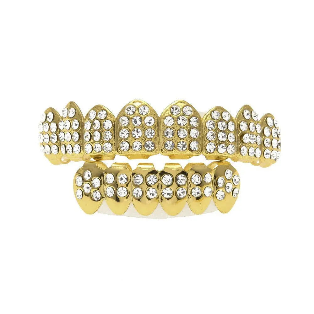 Hip-hop diamond-encrusted and gold-plated teeth grillz - Blade & Thread