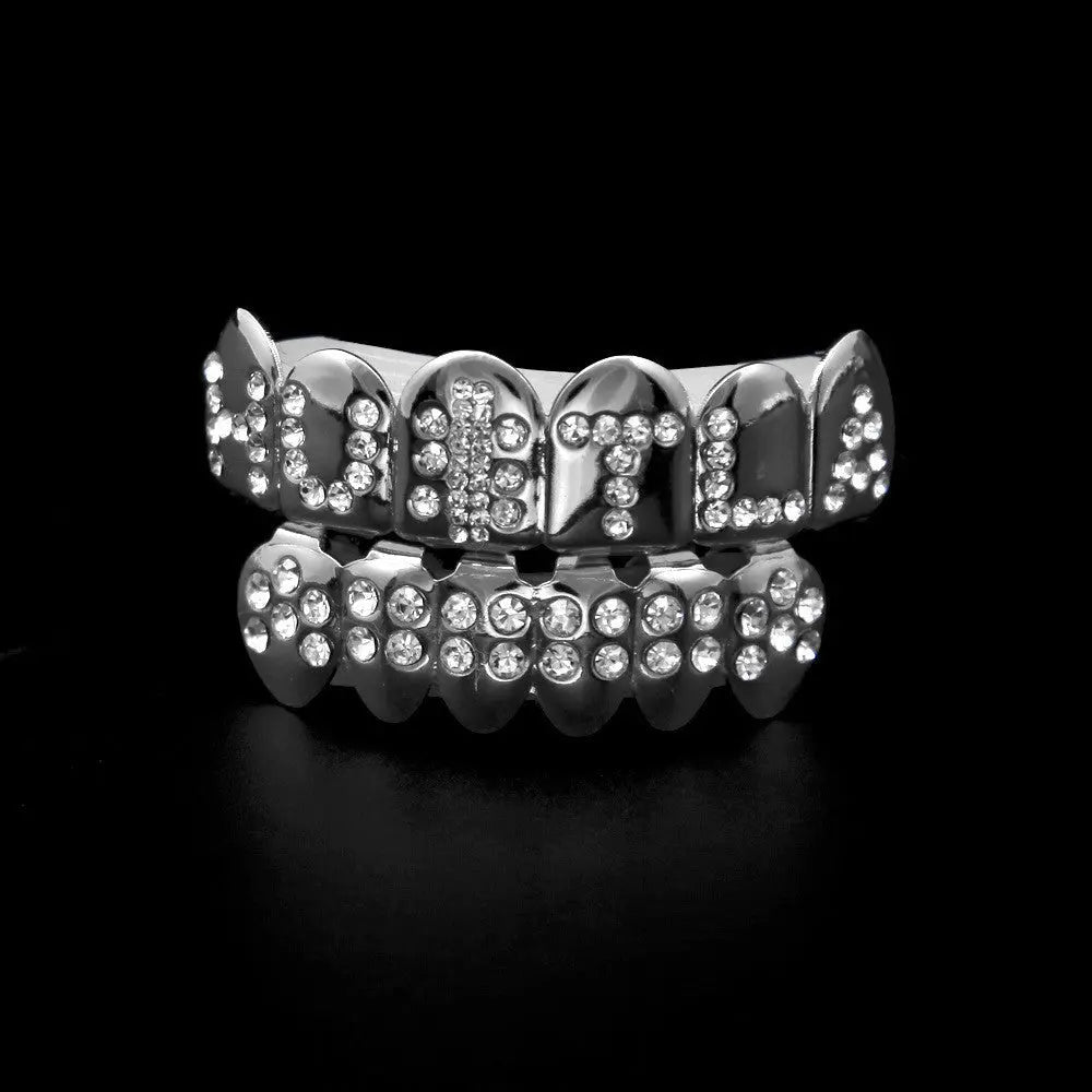 Hip-hop diamond-encrusted and gold-plated teeth grillz - Blade & Thread