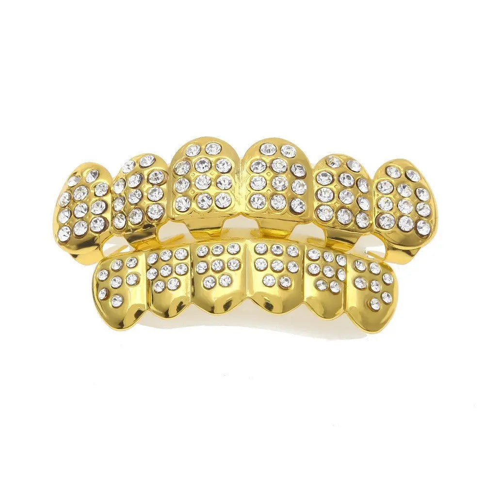 Hip-hop diamond-encrusted and gold-plated teeth grillz - Blade & Thread