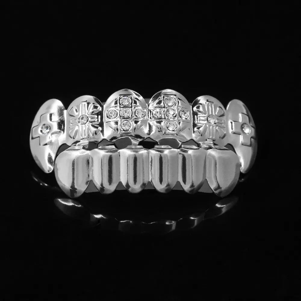 Hip-hop diamond-encrusted and gold-plated teeth grillz - Blade & Thread