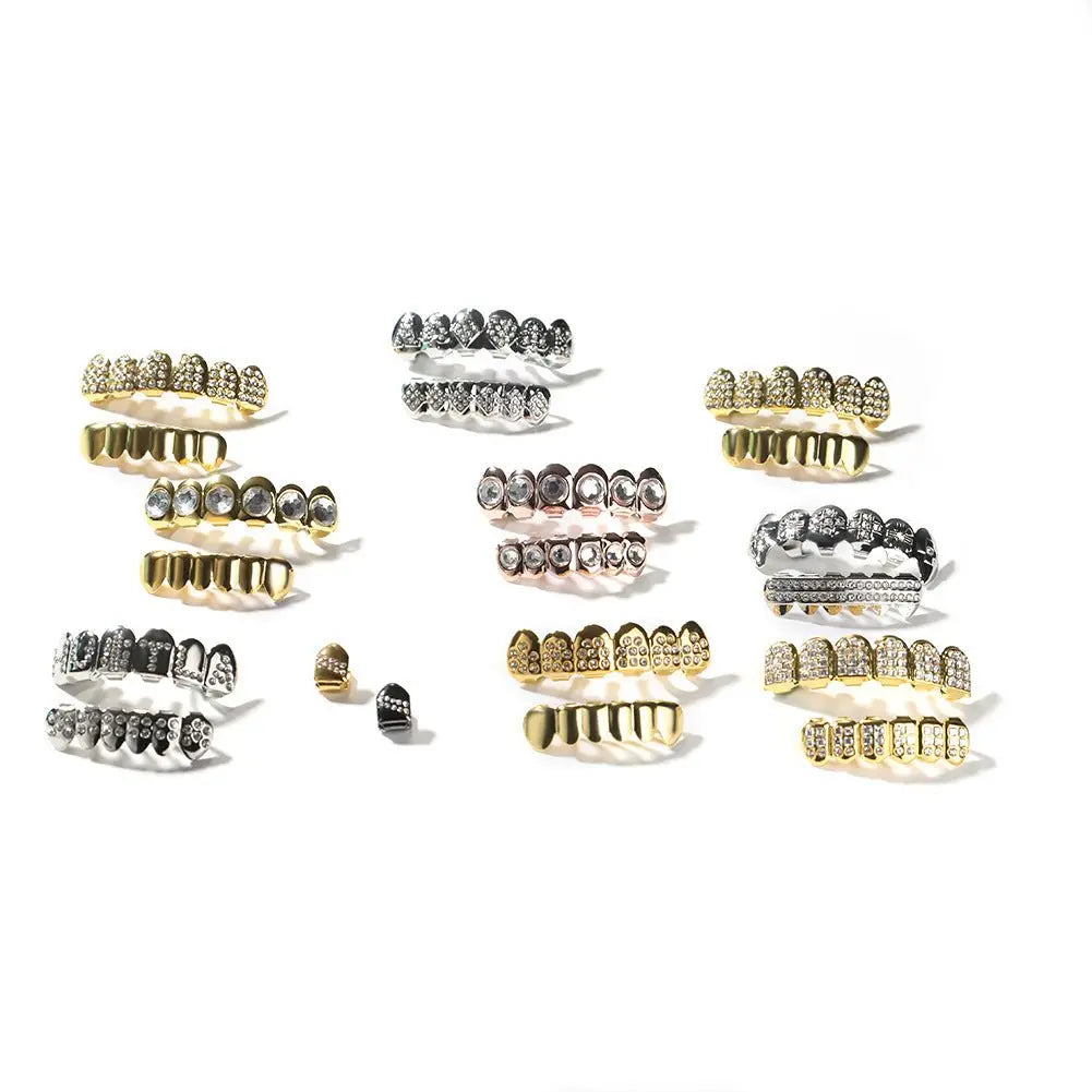 Hip-hop diamond-encrusted and gold-plated teeth grillz - Blade & Thread