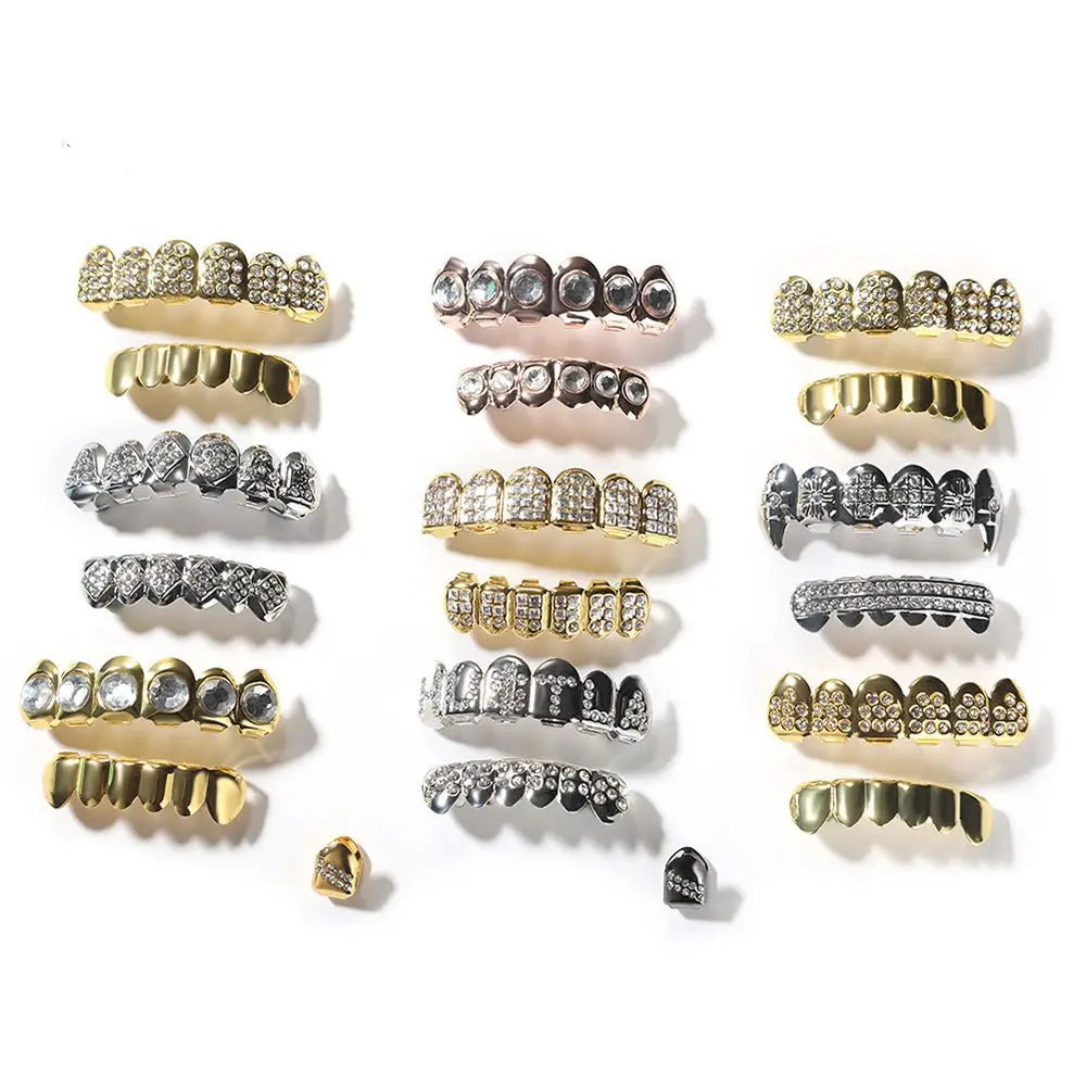 Hip-hop diamond-encrusted and gold-plated teeth grillz nowadaysfashion