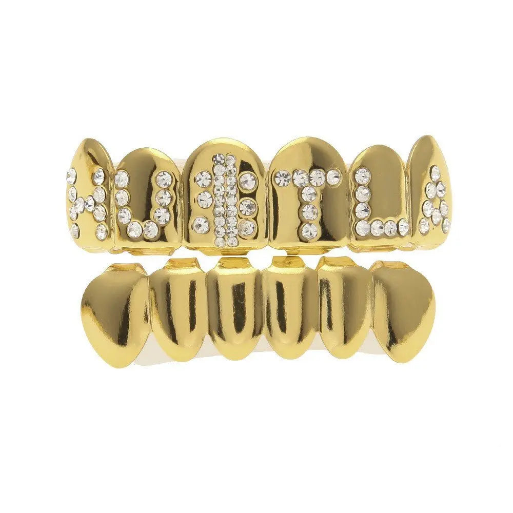 Hip-hop diamond-encrusted and gold-plated teeth grillz - Blade & Thread
