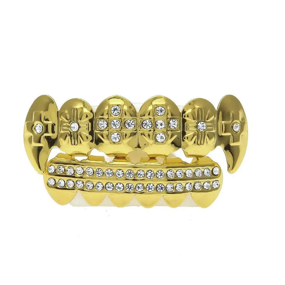 Hip-hop diamond-encrusted and gold-plated teeth grillz - Blade & Thread