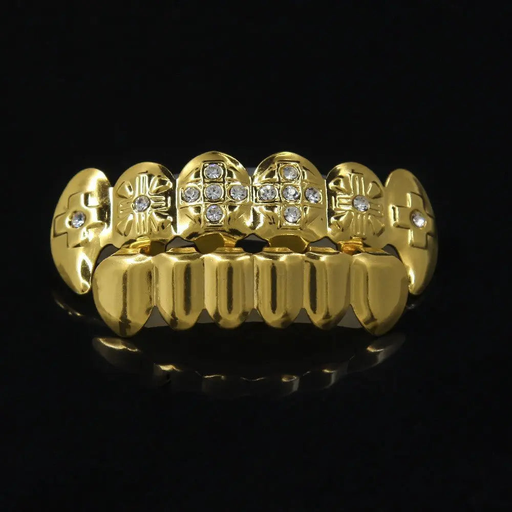 Hip-hop diamond-encrusted and gold-plated teeth grillz nowadaysfashion